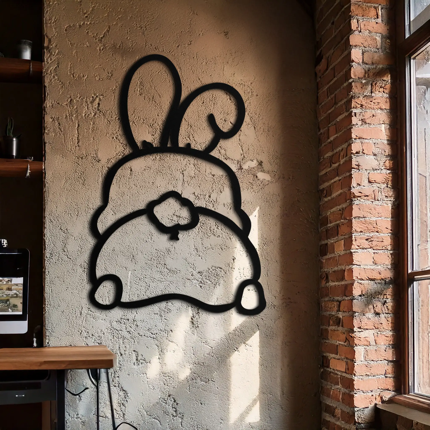 Funny Bunny Butt Metal Wall Art – Playful Easter Rabbit Decor- KAF622 by Enova Art