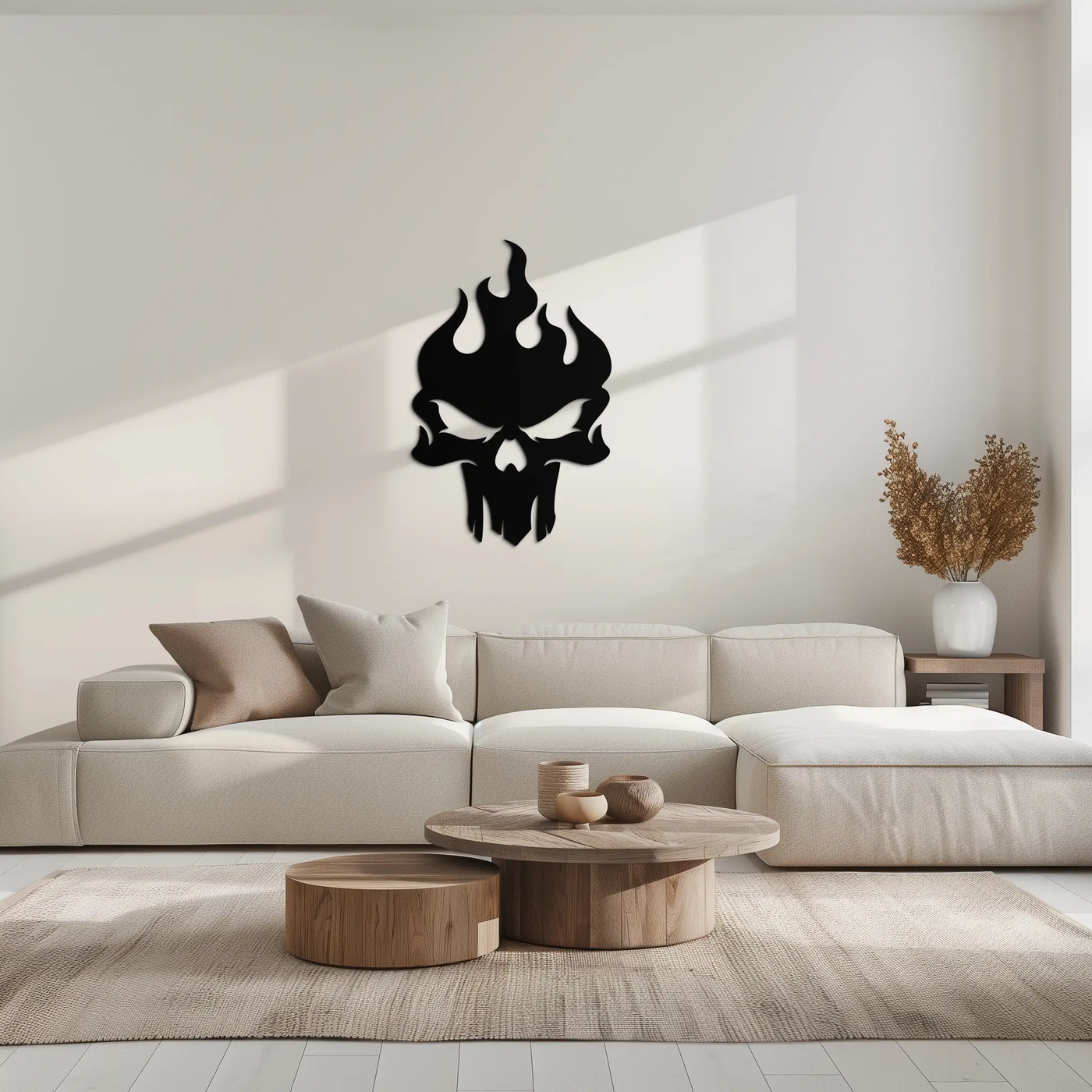 Flaming Skull Metal Wall Art – Bold Gothic Flame Skull Design- KAF623 by Enova Art