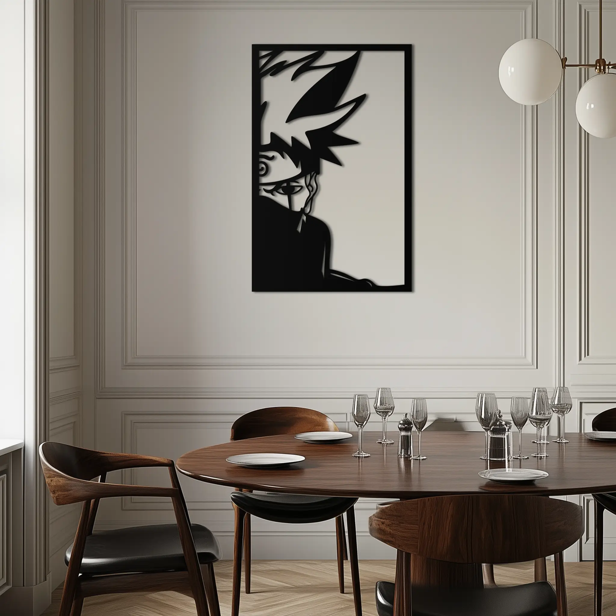Naruto Inspired Metal Wall Art – Minimalist Ninja Silhouette Panel- KAF624 by Enova Art