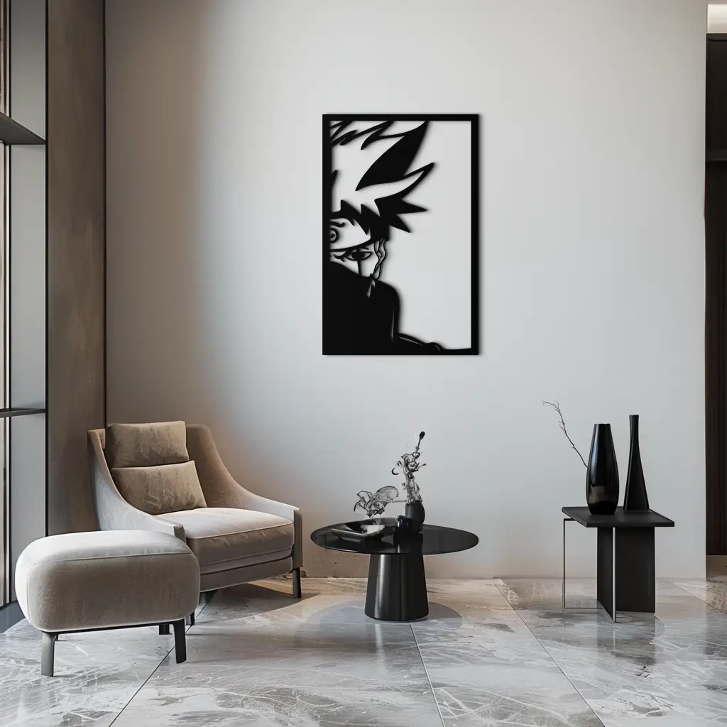 Naruto Inspired Metal Wall Art – Minimalist Ninja Silhouette Panel- KAF624 by Enova Art