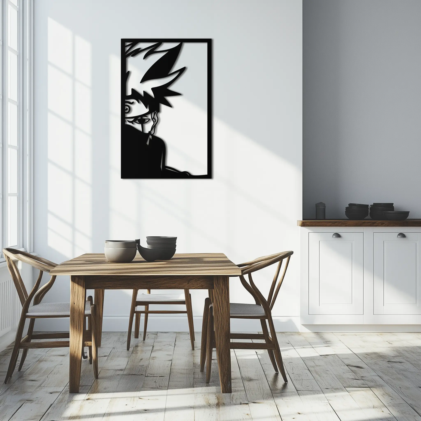 Naruto Inspired Metal Wall Art – Minimalist Ninja Silhouette Panel- KAF624 by Enova Art