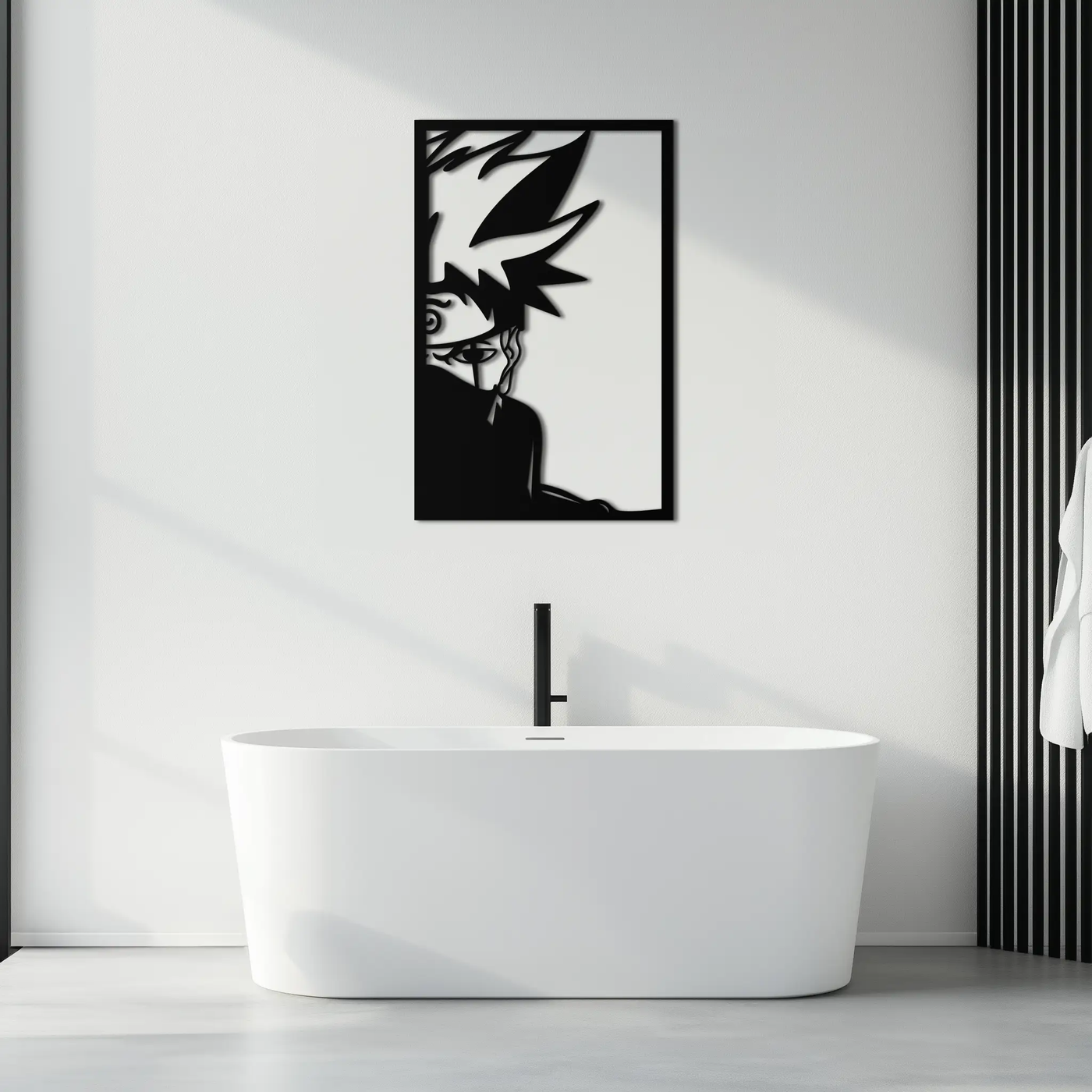 Naruto Inspired Metal Wall Art – Minimalist Ninja Silhouette Panel- KAF624 by Enova Art