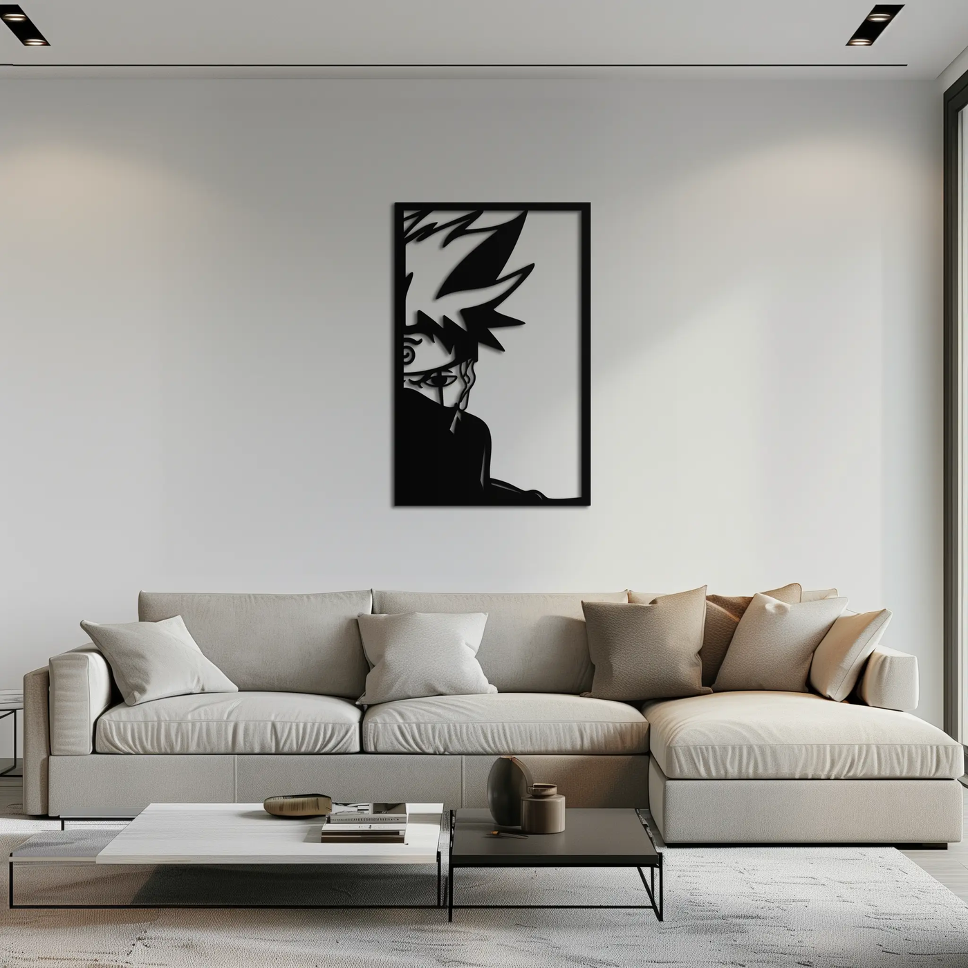 Naruto Inspired Metal Wall Art – Minimalist Ninja Silhouette Panel- KAF624 by Enova Art