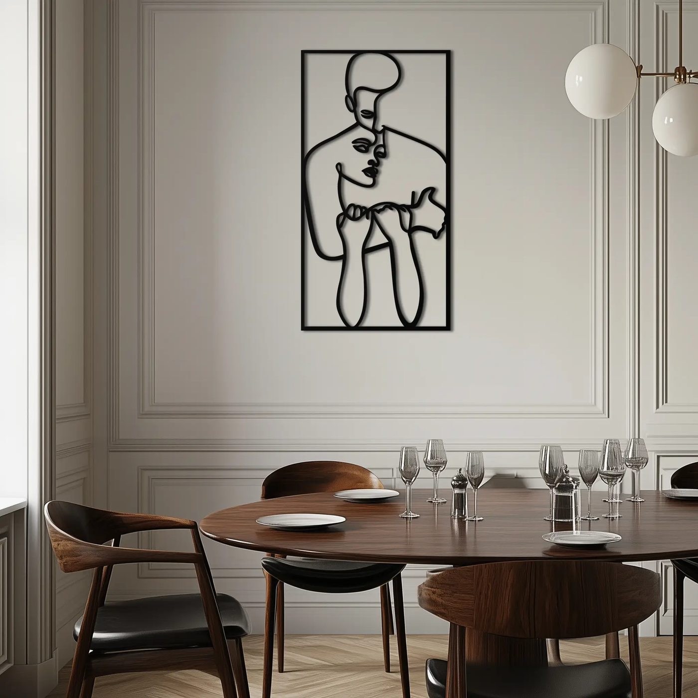 act Couple Line Art Metal Wall Decor Abstr– Modern Minimalist Love Artwork- KAF625 by Enova Art