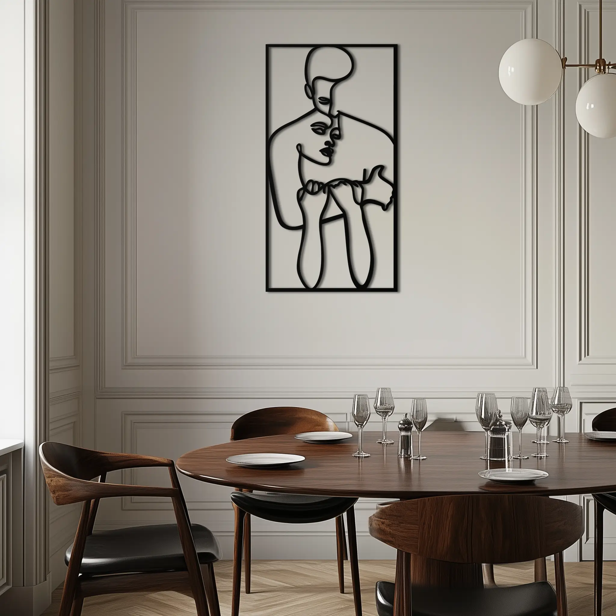 act Couple Line Art Metal Wall Decor Abstr– Modern Minimalist Love Artwork- KAF625 by Enova Art
