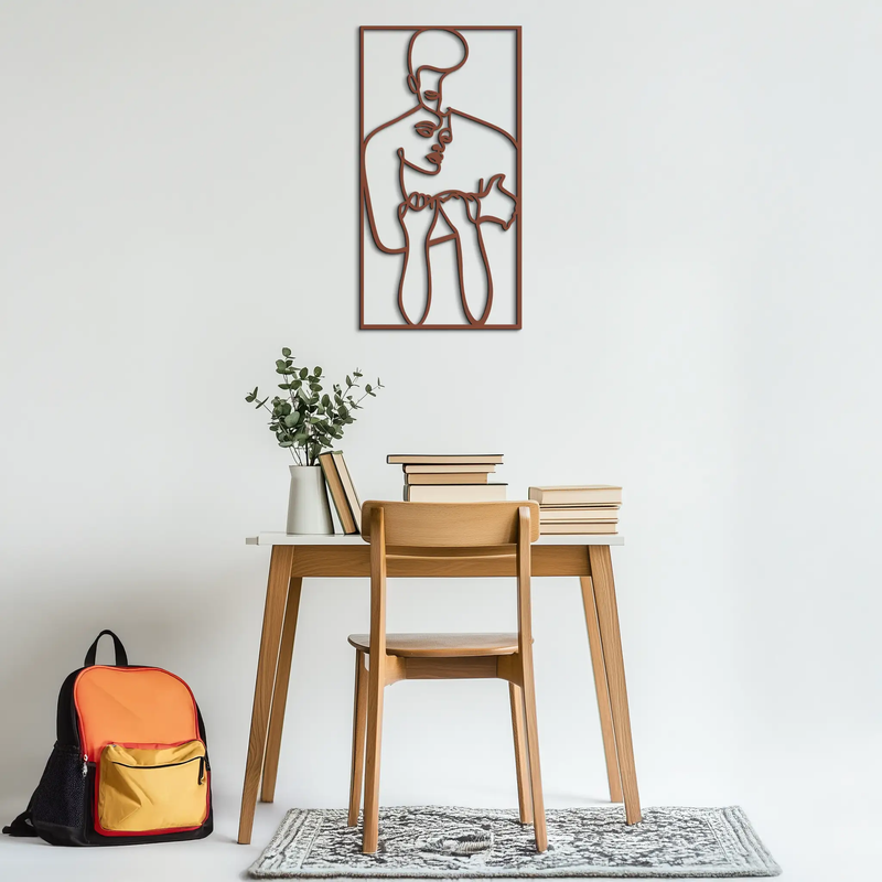 act Couple Line Art Metal Wall Decor Abstr– Modern Minimalist Love Artwork- KAF625 by Enova Art
