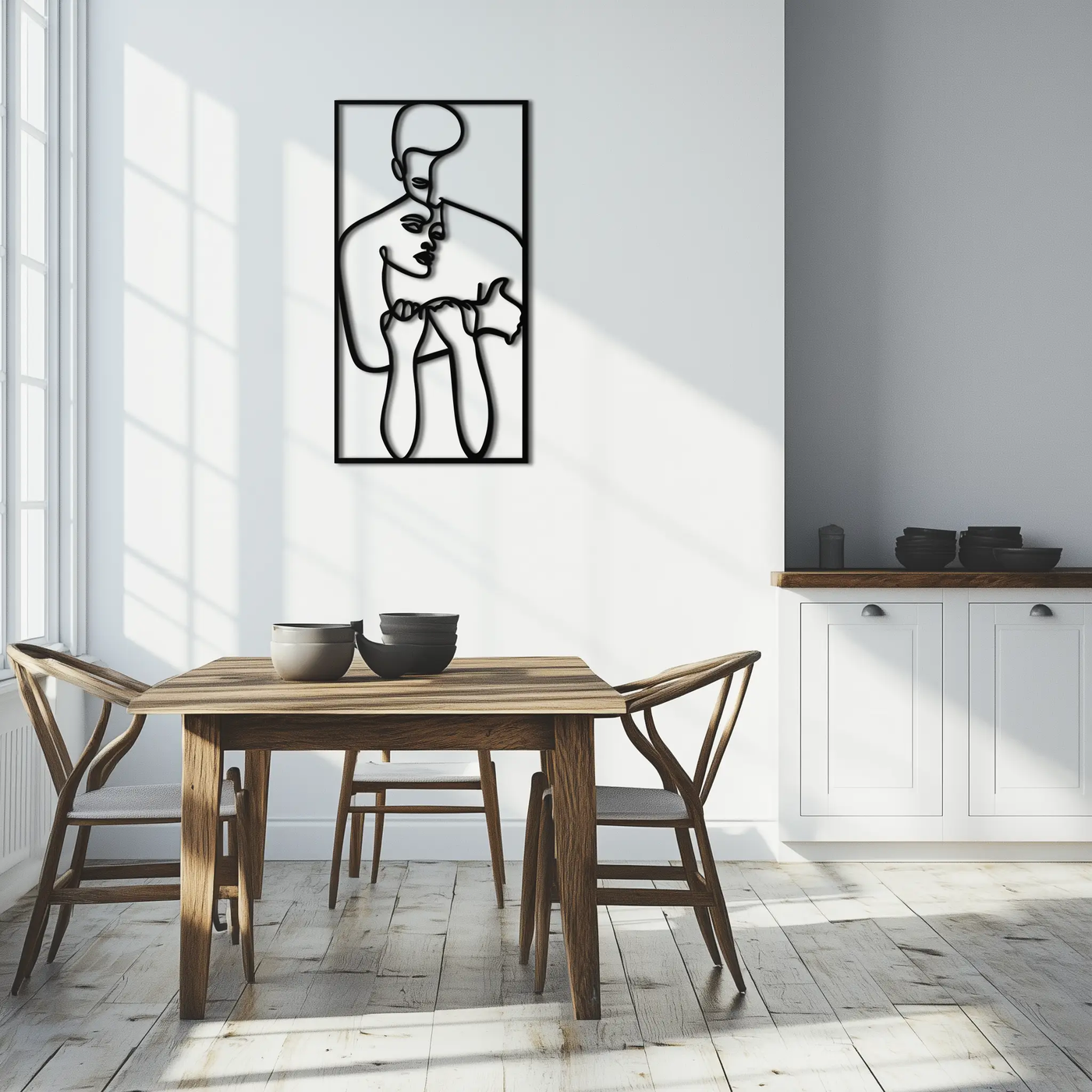act Couple Line Art Metal Wall Decor Abstr– Modern Minimalist Love Artwork- KAF625 by Enova Art