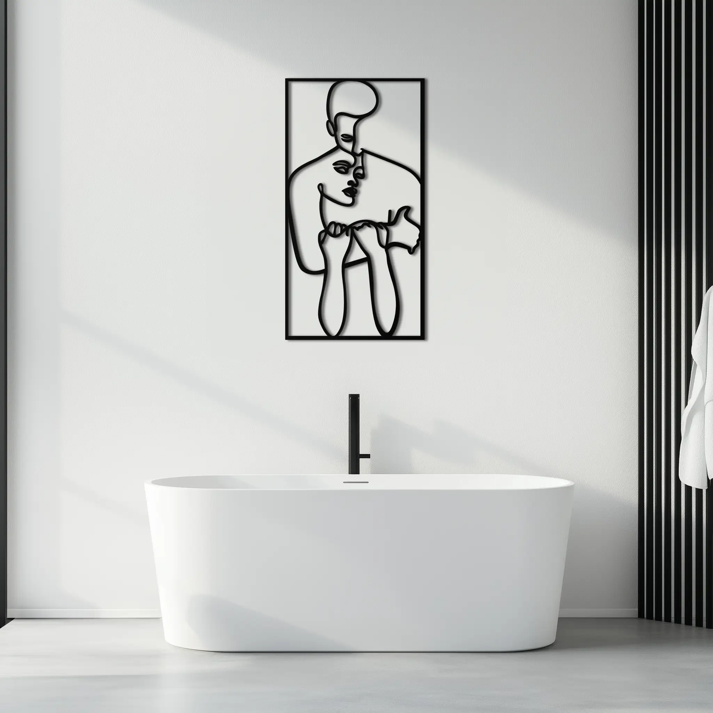 act Couple Line Art Metal Wall Decor Abstr– Modern Minimalist Love Artwork- KAF625 by Enova Art