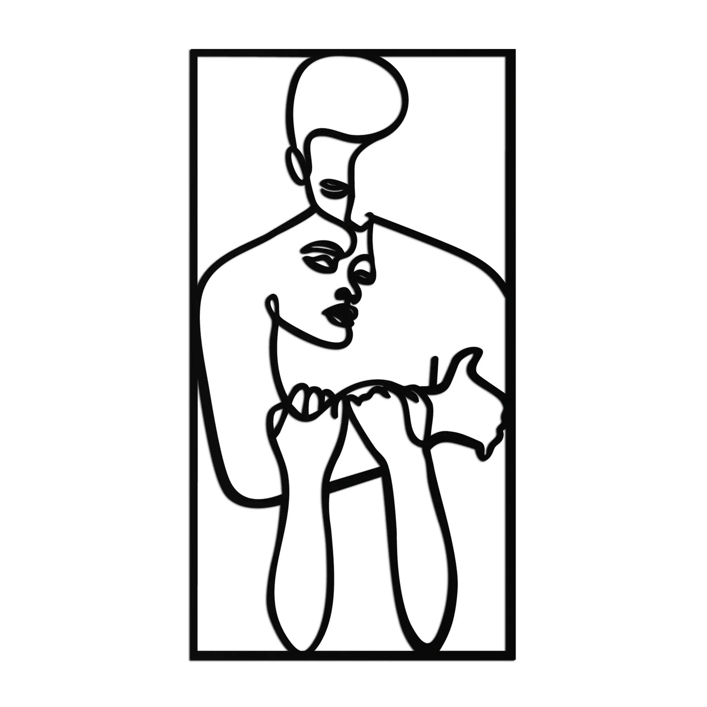 act Couple Line Art Metal Wall Decor Abstr– Modern Minimalist Love Artwork- KAF625 by Enova Art