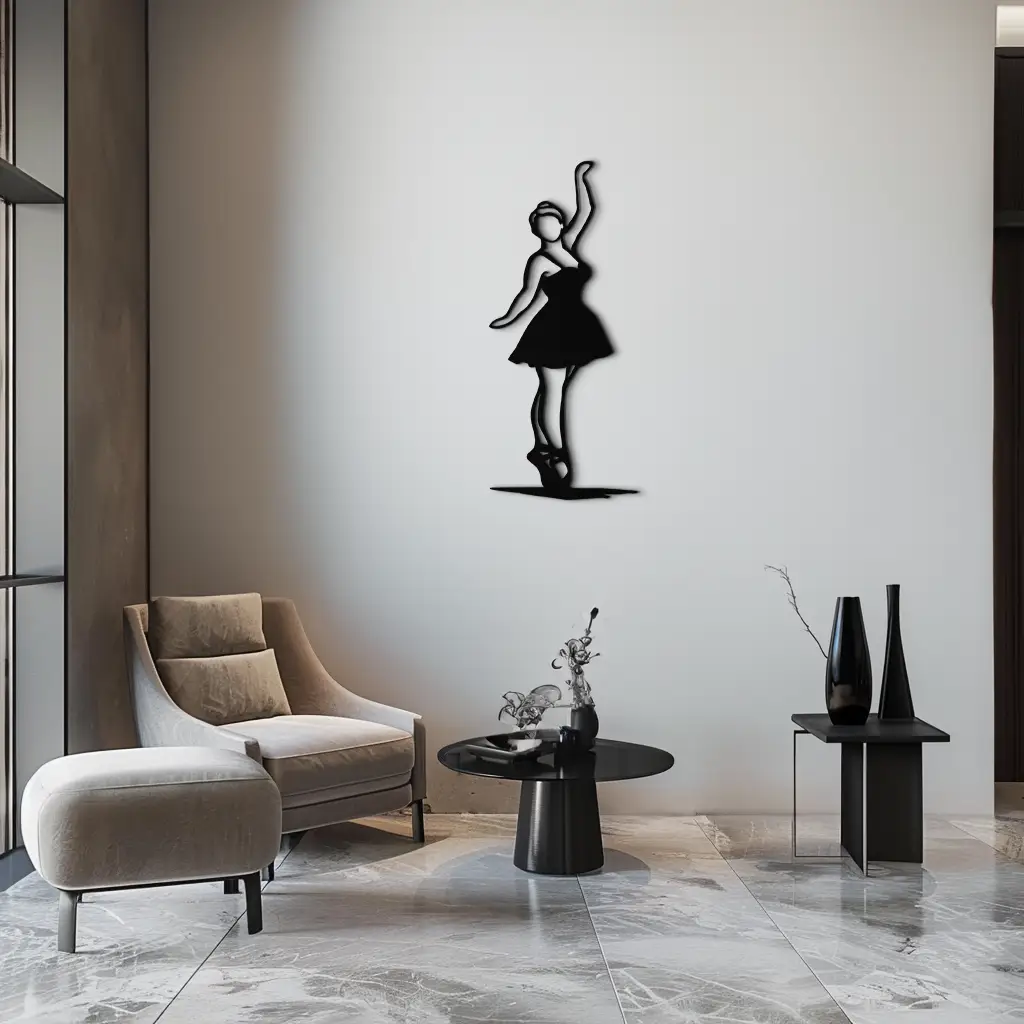 Elegant Ballerina Metal Wall Art – Graceful Dance Silhouette for Home Decor- KAF626 by Enova Art