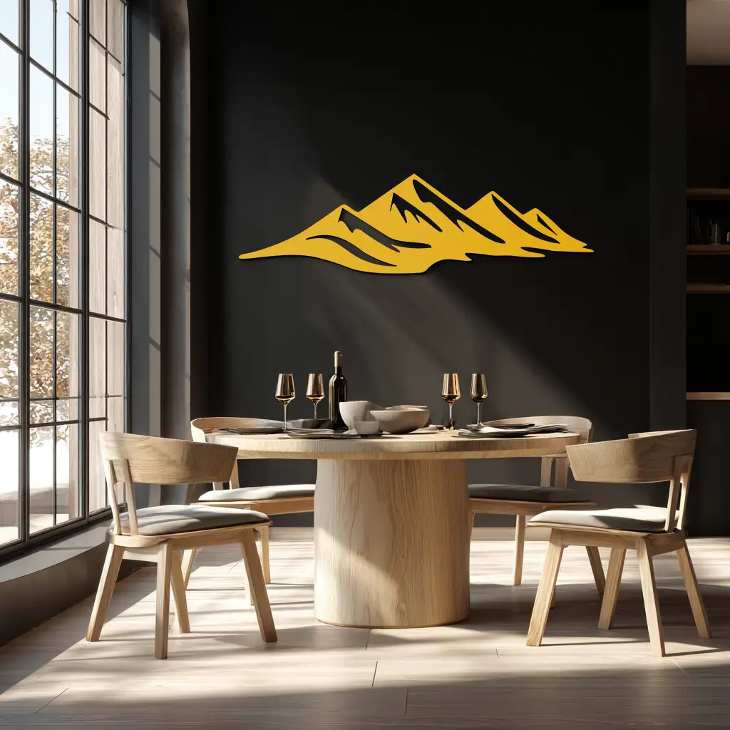 Mountain Silhouette Metal Wall Art – Horizontal Nature-Inspired Panel Decor- KAF627 by Enova Art
