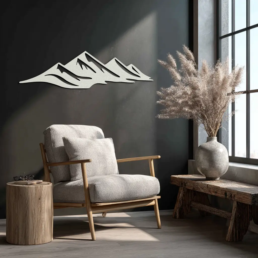 Mountain Silhouette Metal Wall Art – Horizontal Nature-Inspired Panel Decor- KAF627 by Enova Art