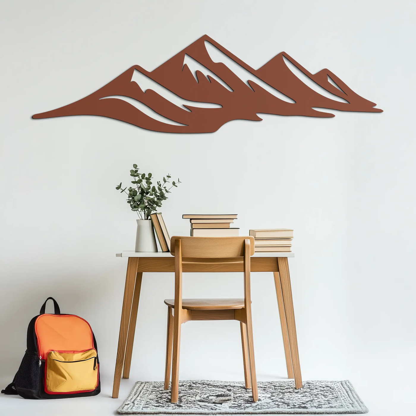 Mountain Silhouette Metal Wall Art – Horizontal Nature-Inspired Panel Decor- KAF627 by Enova Art