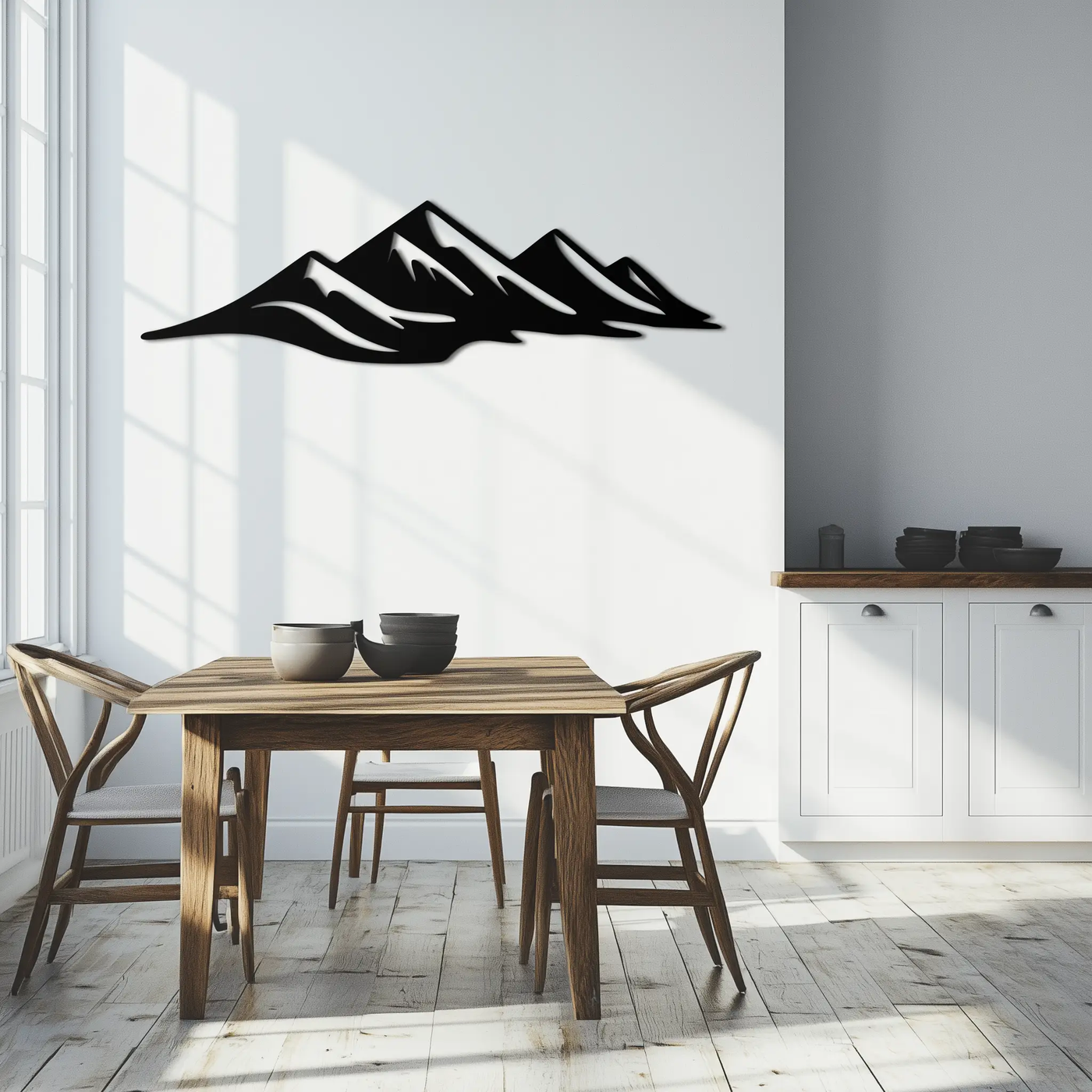 Mountain Silhouette Metal Wall Art – Horizontal Nature-Inspired Panel Decor- KAF627 by Enova Art