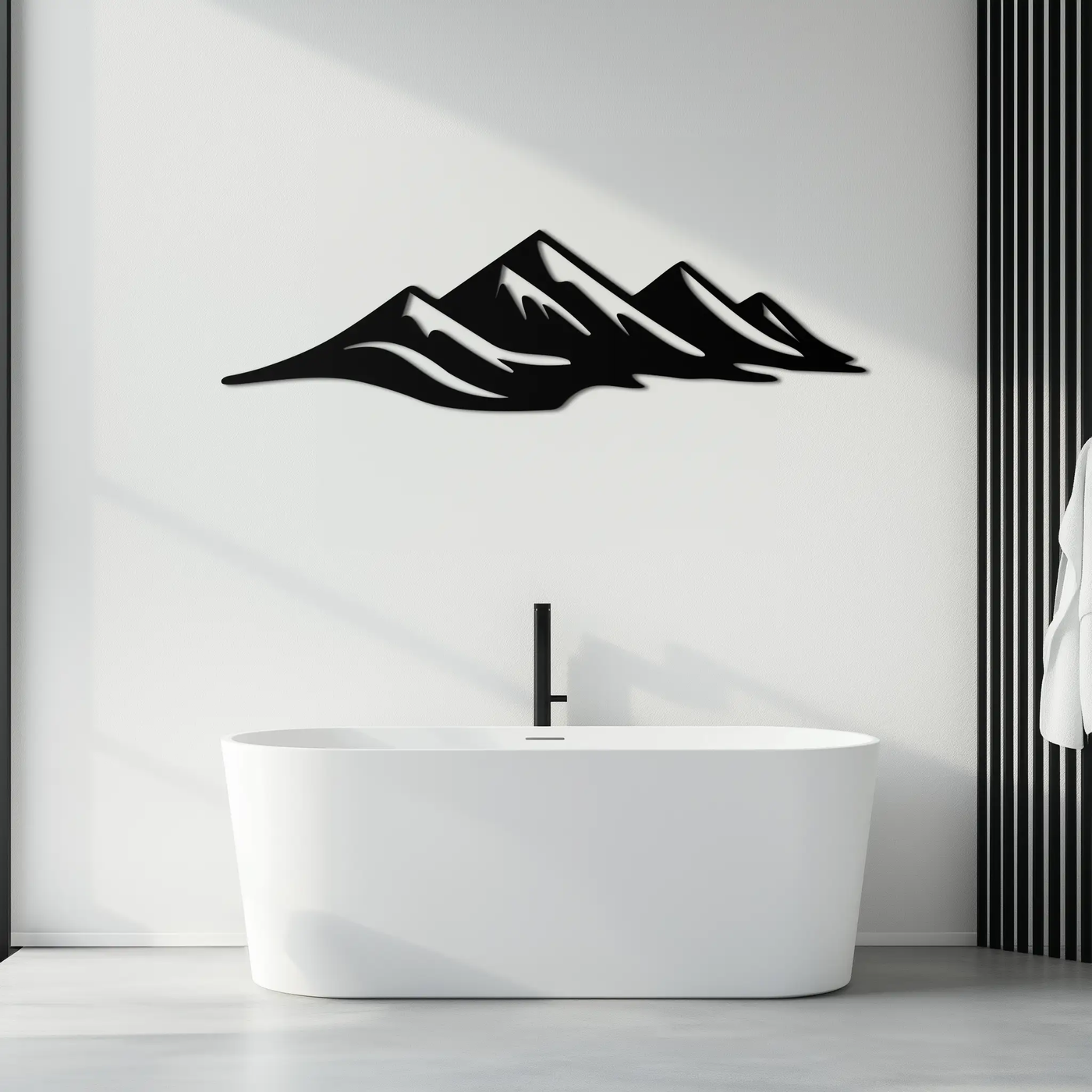Mountain Silhouette Metal Wall Art – Horizontal Nature-Inspired Panel Decor- KAF627 by Enova Art