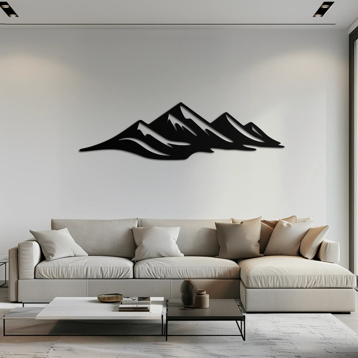 Mountain Silhouette Metal Wall Art – Horizontal Nature-Inspired Panel Decor- KAF627 by Enova Art