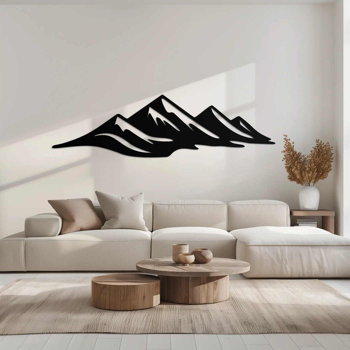 Mountain Silhouette Metal Wall Art – Horizontal Nature-Inspired Panel Decor- KAF627 by Enova Art