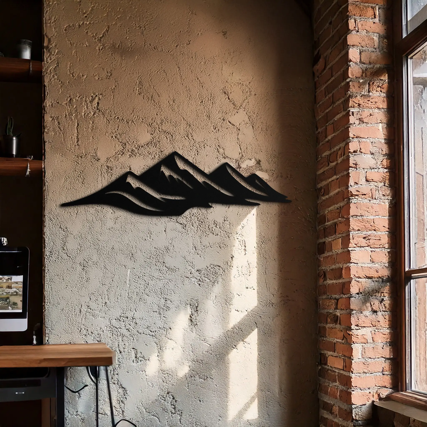 Mountain Silhouette Metal Wall Art – Horizontal Nature-Inspired Panel Decor- KAF627 by Enova Art