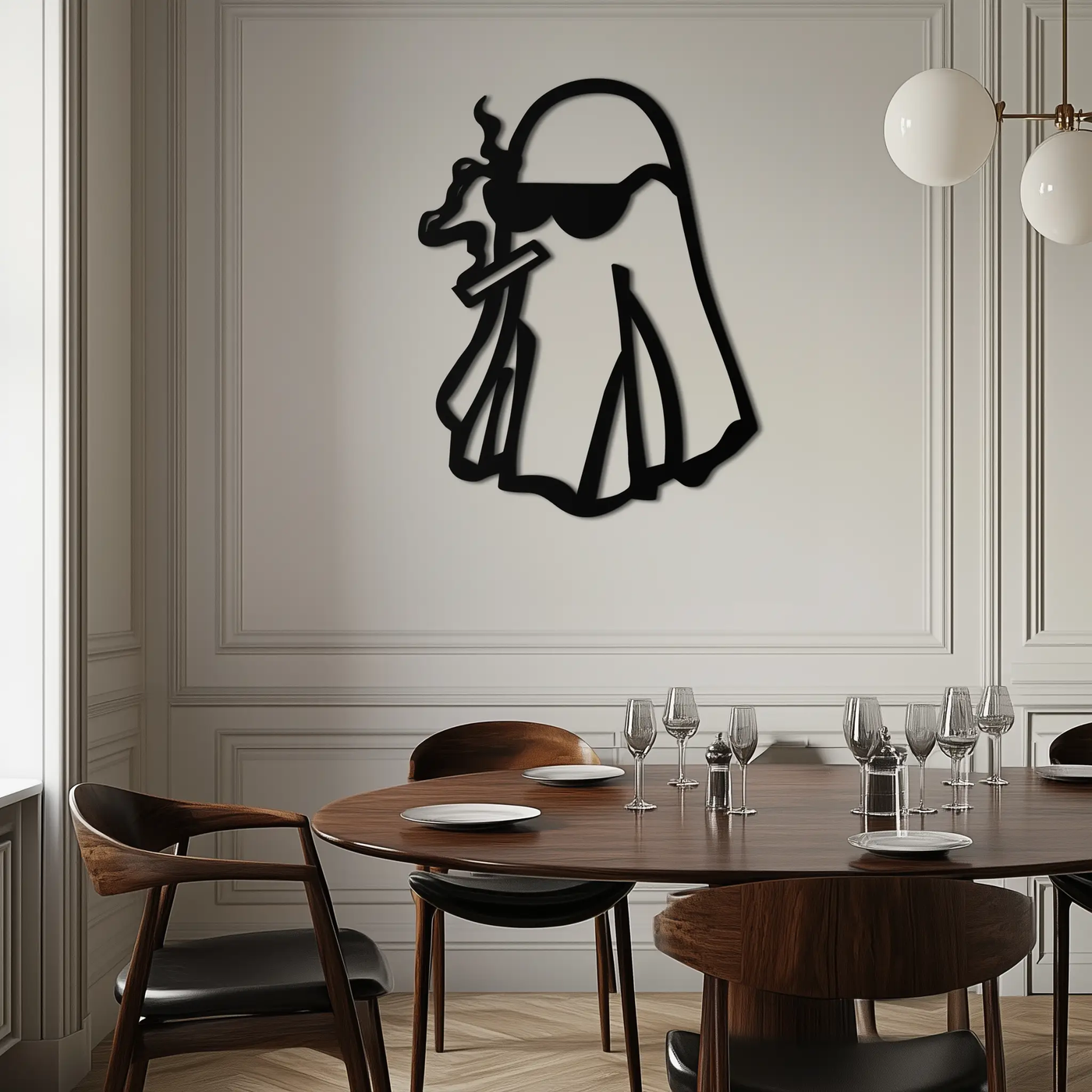 Cool Ghost Metal Wall Art – Smoking Ghost with Sunglasses Modern Decor- KAF629 by Enova Art
