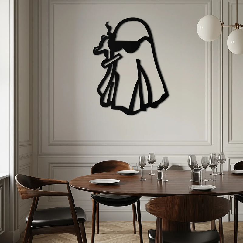 Cool Ghost Metal Wall Art – Smoking Ghost with Sunglasses Modern Decor- KAF629 by Enova Art