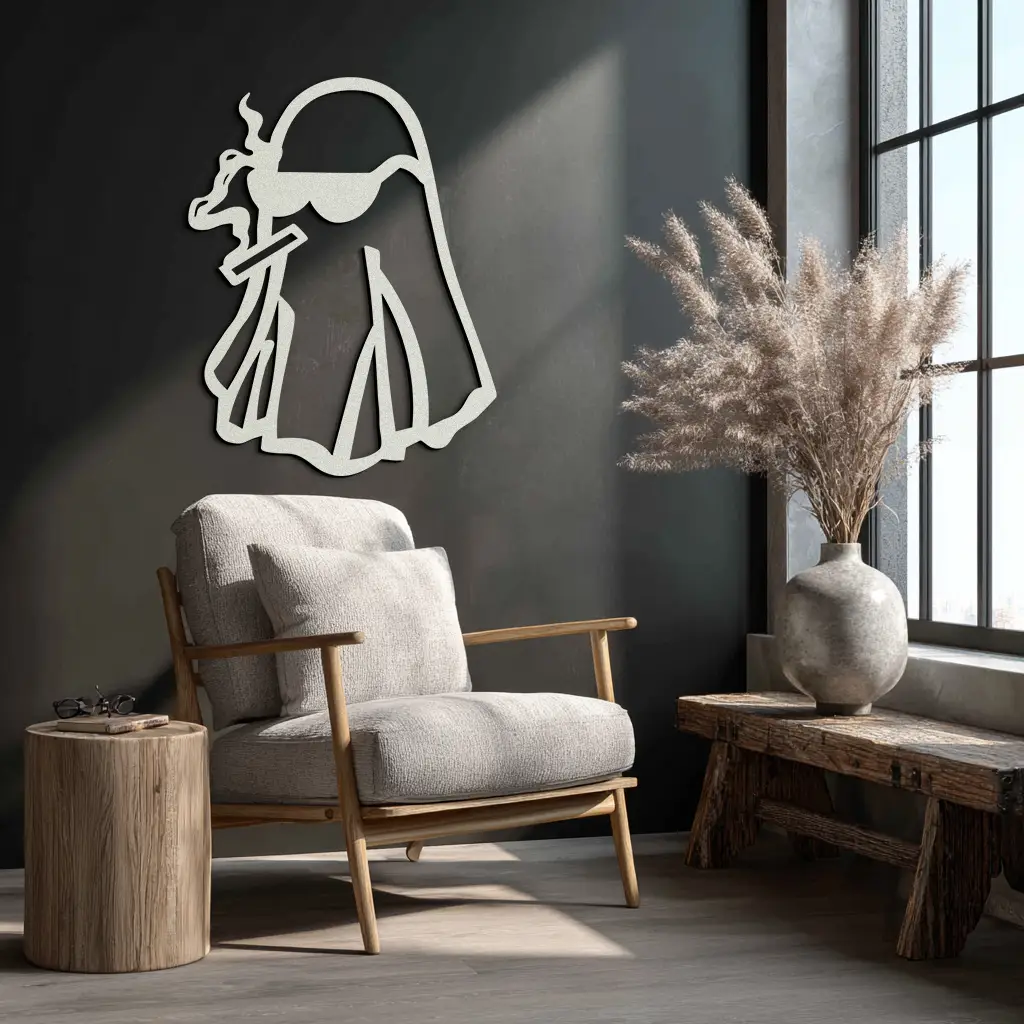 Cool Ghost Metal Wall Art – Smoking Ghost with Sunglasses Modern Decor- KAF629 by Enova Art