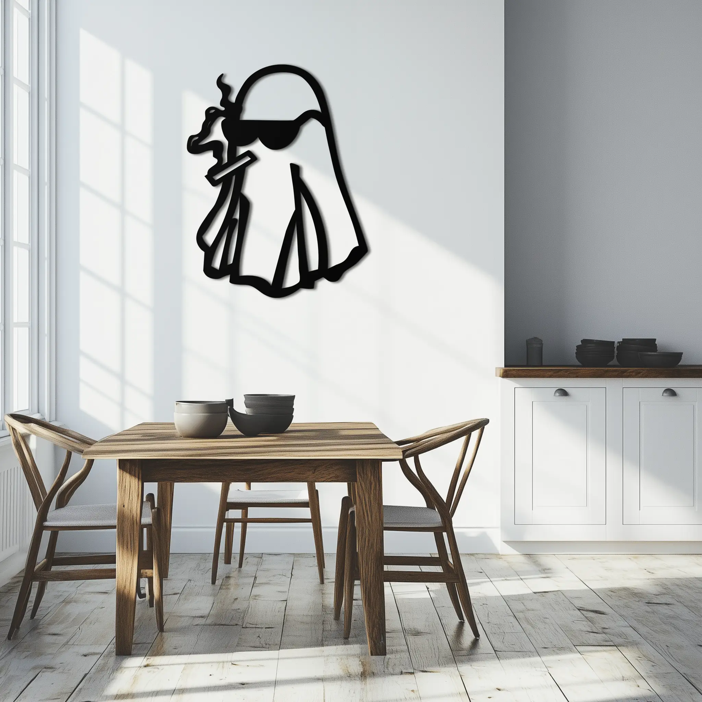 Cool Ghost Metal Wall Art – Smoking Ghost with Sunglasses Modern Decor- KAF629 by Enova Art