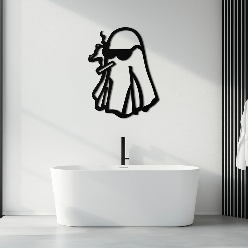 Cool Ghost Metal Wall Art – Smoking Ghost with Sunglasses Modern Decor- KAF629 by Enova Art