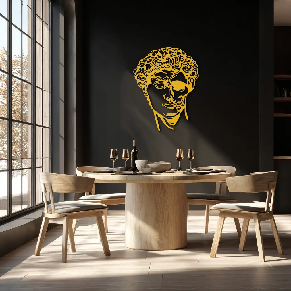 Half Skull David Head Metal Wall Art – Modern Classical Death Fusion Decor- KAF630 by Enova Art