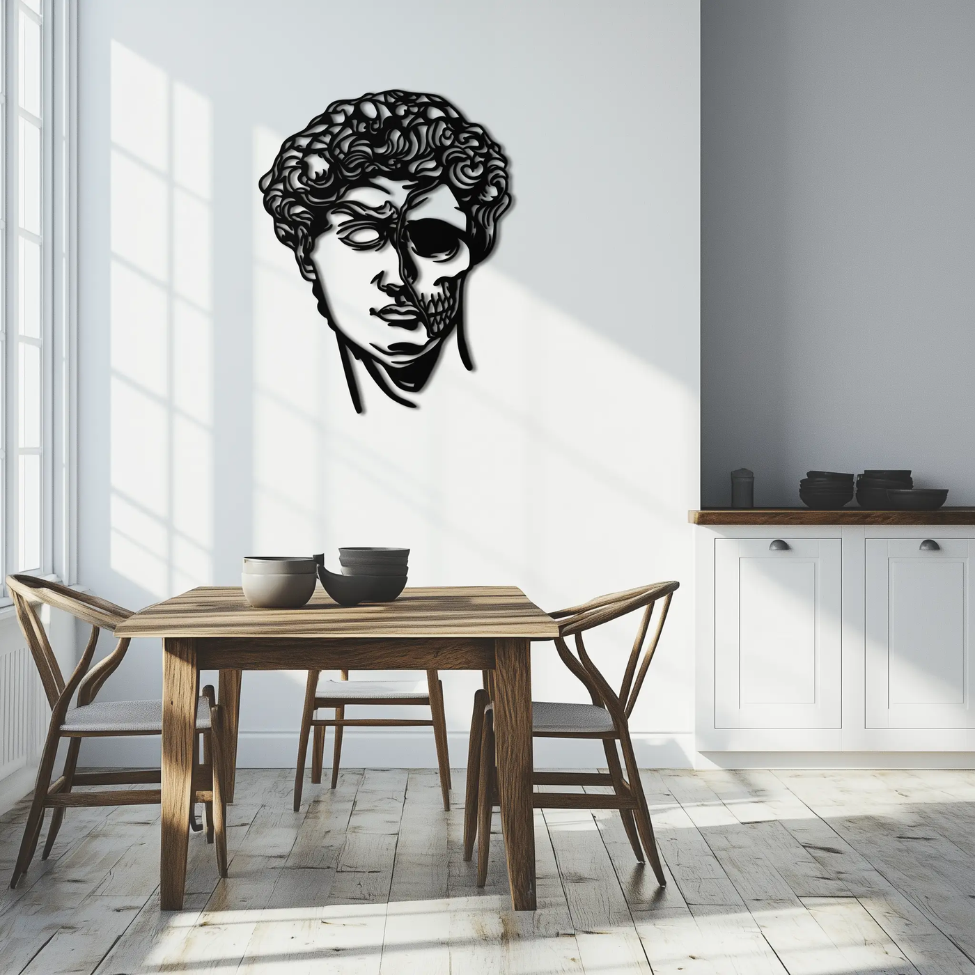 Half Skull David Head Metal Wall Art – Modern Classical Death Fusion Decor- KAF630 by Enova Art
