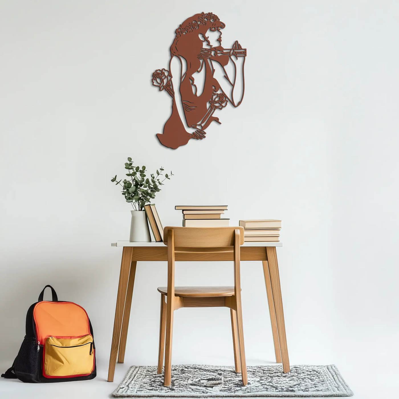 Skeleton Embrace Rose Lady Metal Wall Art – Romantic Gothic Silhouette Decor- KAF632 by Enova Art