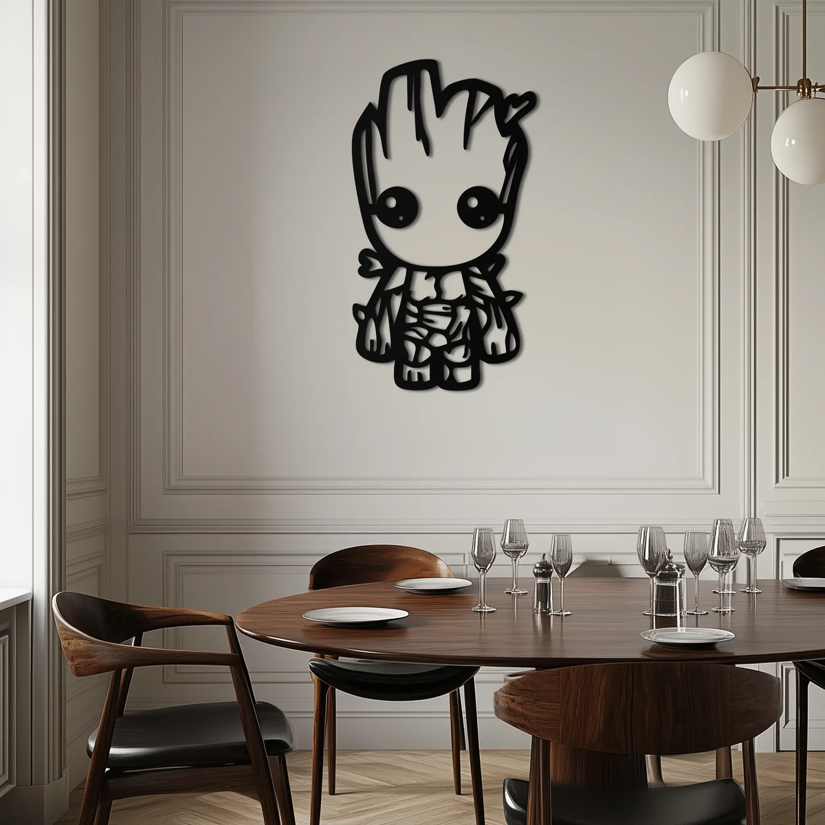 Baby Groot Silhouette Metal Wall Art – Cute Comic Character Metal Decor for Kids and Fans- KAF636 by Enova Art