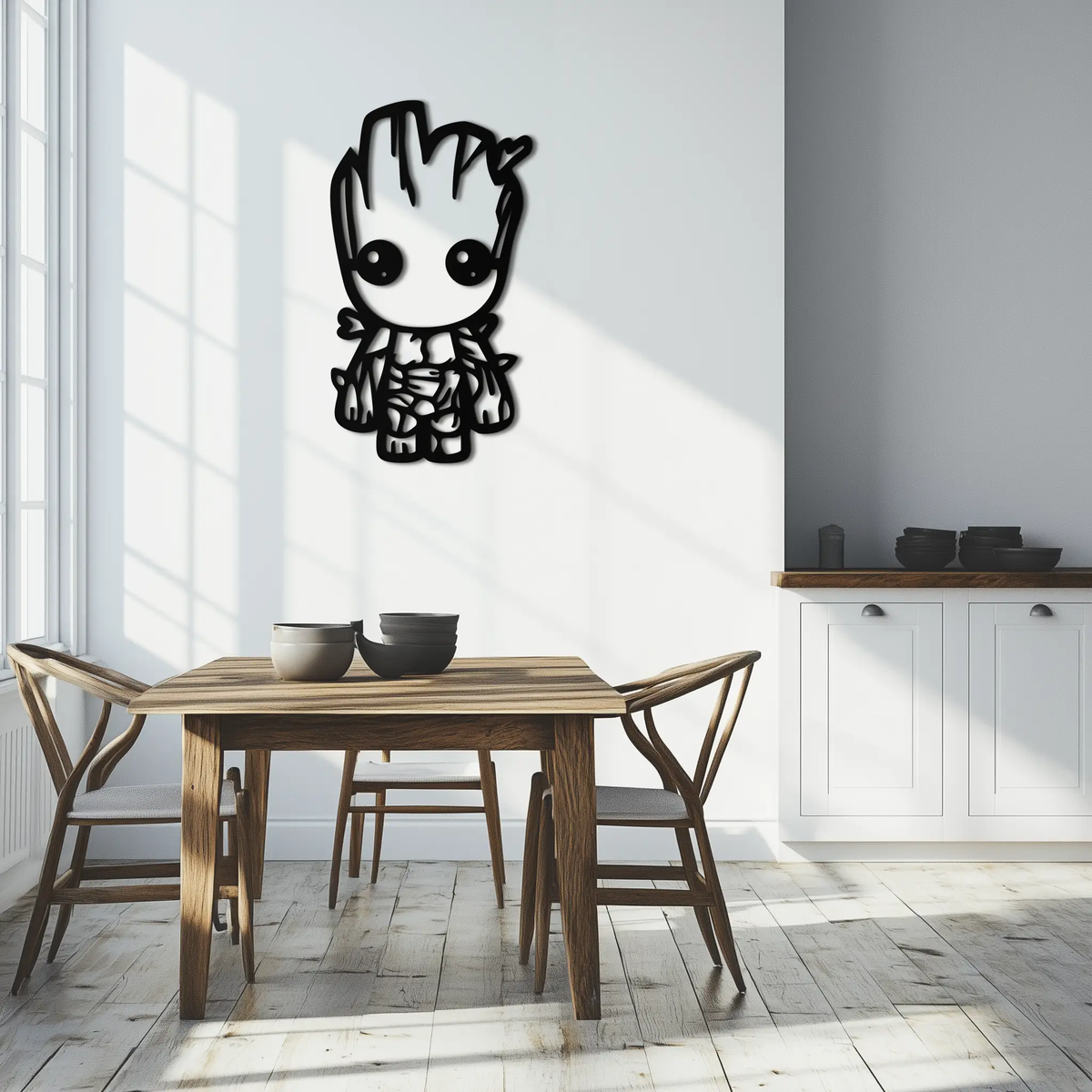 Baby Groot Silhouette Metal Wall Art – Cute Comic Character Metal Decor for Kids and Fans- KAF636 by Enova Art