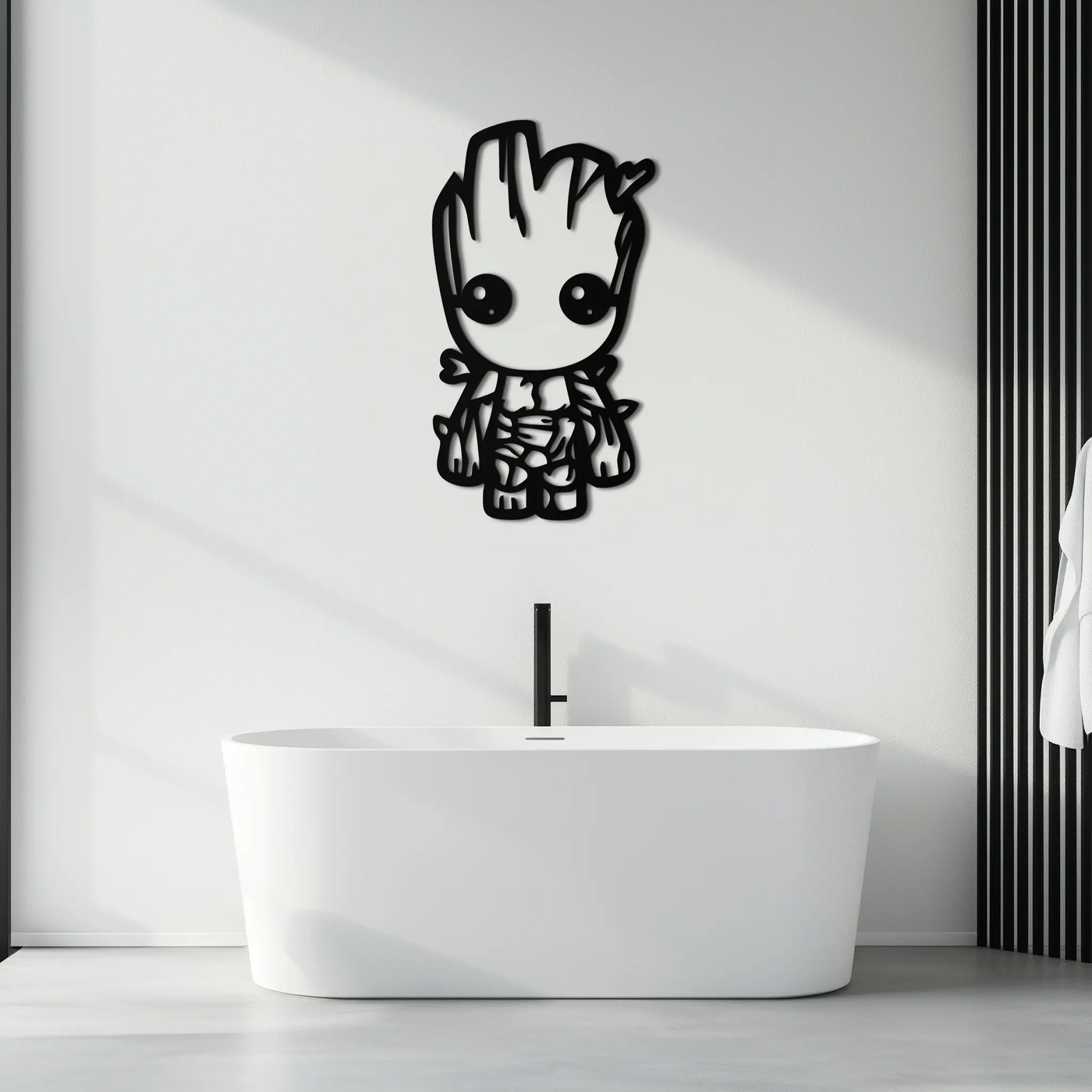 Baby Groot Silhouette Metal Wall Art – Cute Comic Character Metal Decor for Kids and Fans- KAF636 by Enova Art