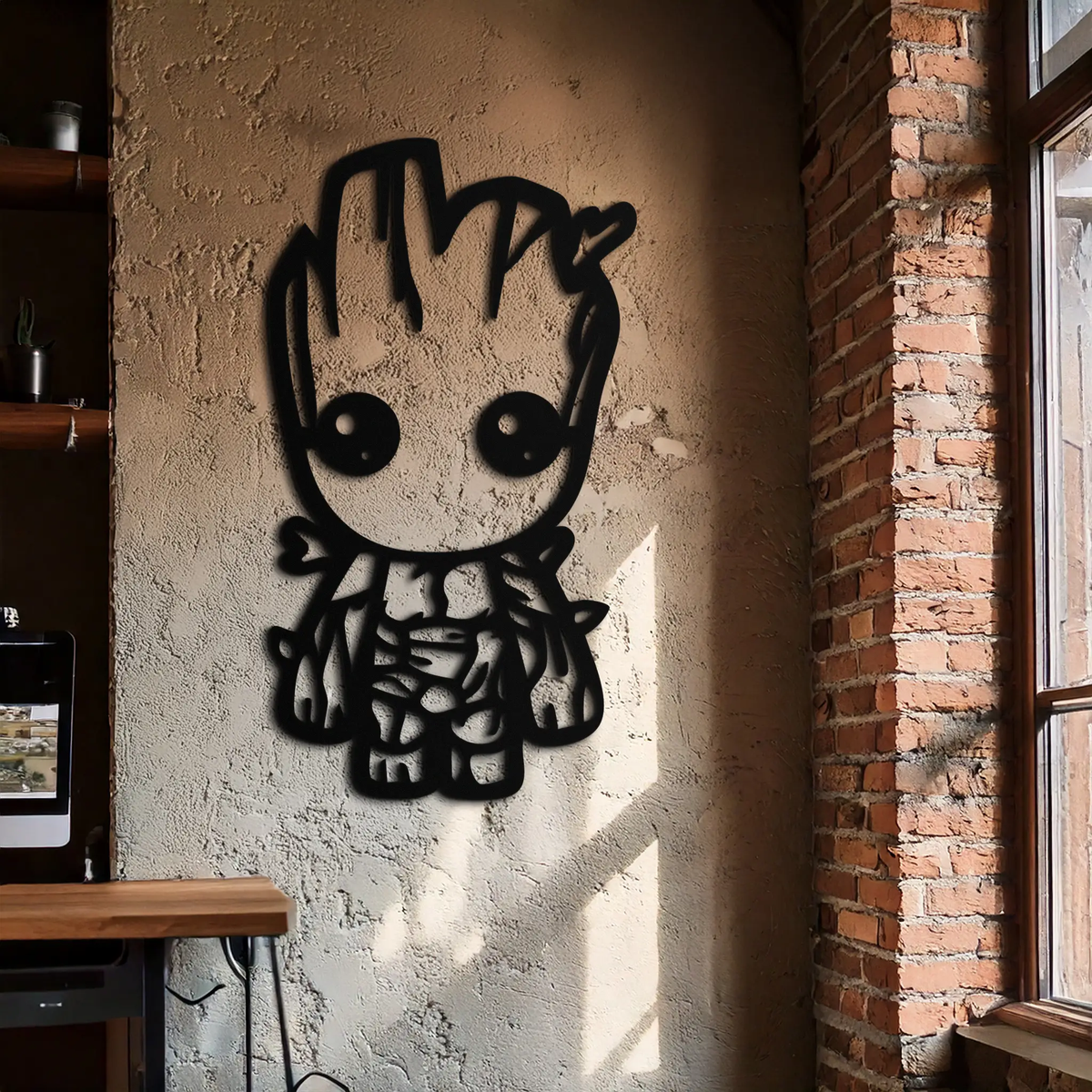 Baby Groot Silhouette Metal Wall Art – Cute Comic Character Metal Decor for Kids and Fans- KAF636 by Enova Art