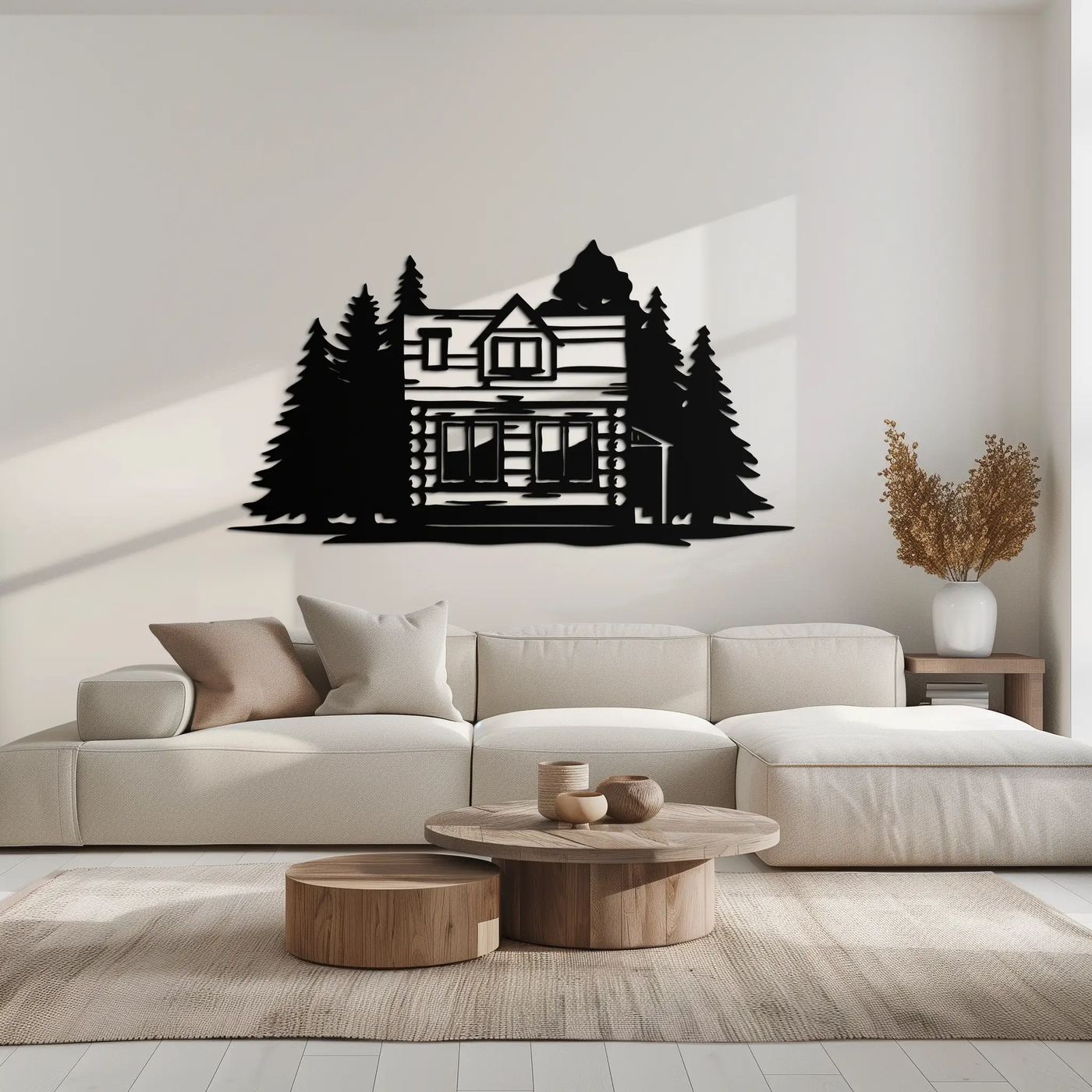 Mountain Log Cabin Metal Wall Art – Nature Inspired Outdoor Wall Decor for Home & Lodge- KAF640 by Enova Art