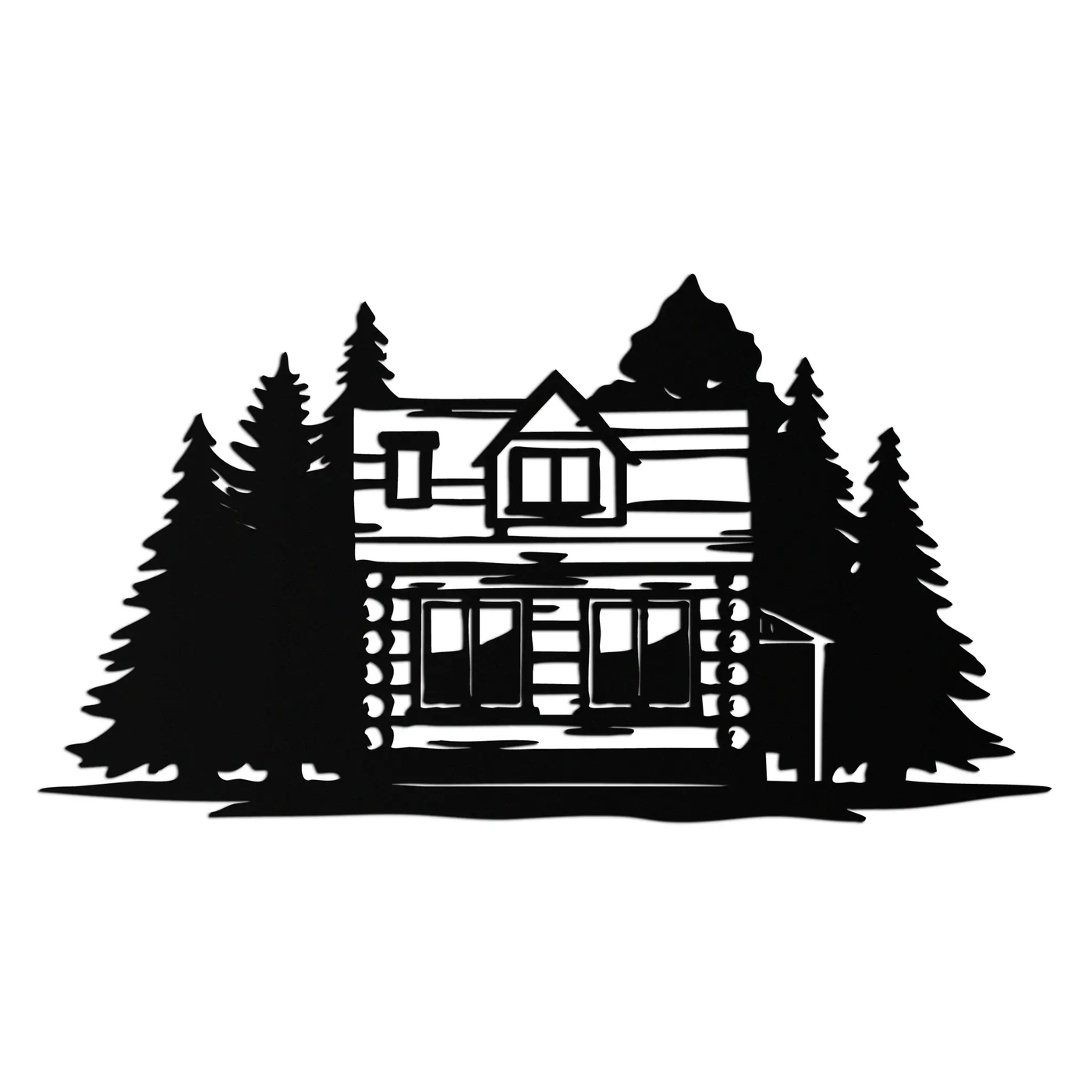 Mountain Log Cabin Metal Wall Art – Nature Inspired Outdoor Wall Decor for Home & Lodge- KAF640 by Enova Art