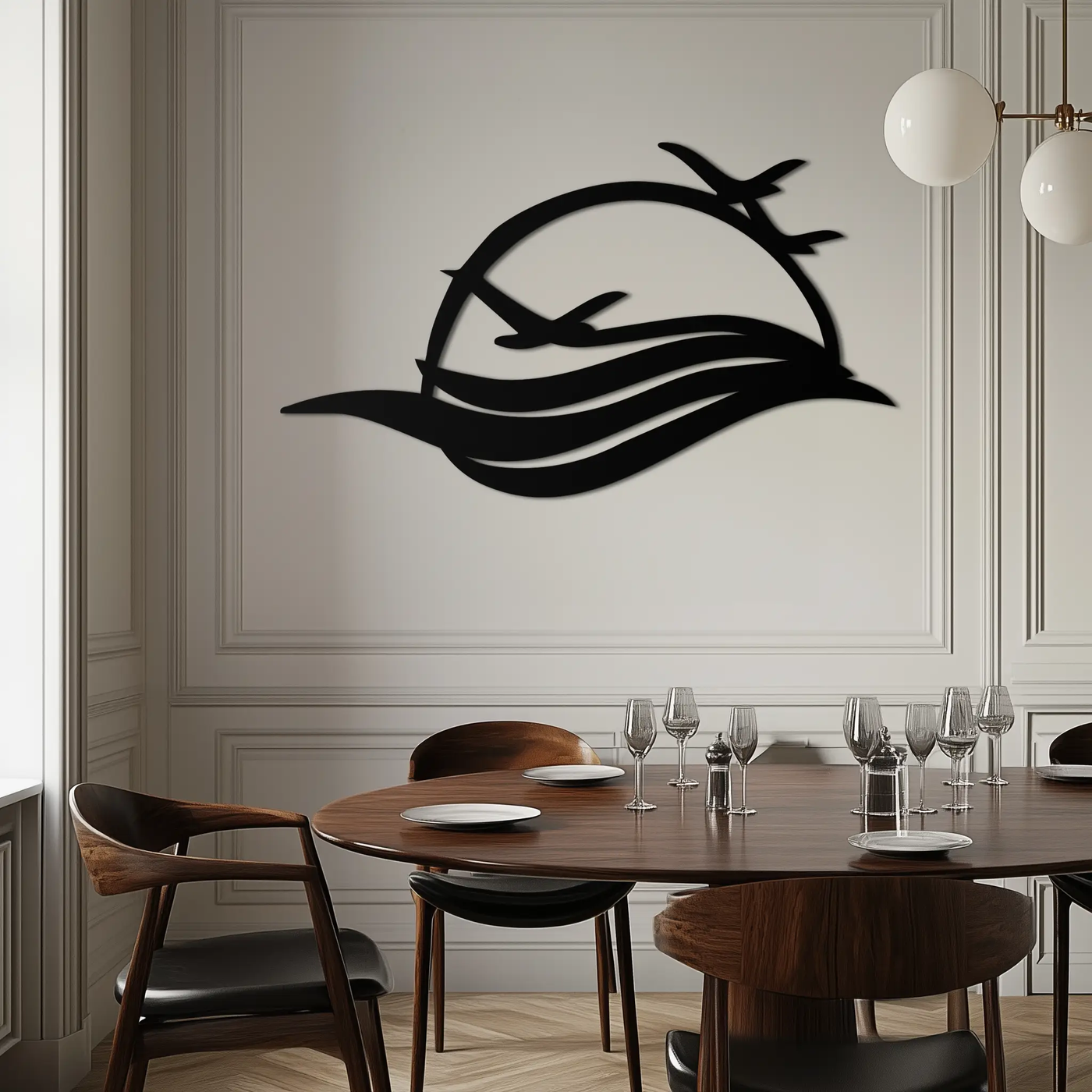 Flying Birds Over Sunset Metal Wall Art – Modern Nature-Inspired Silhouette Decor - KAF644 by Enova Art
