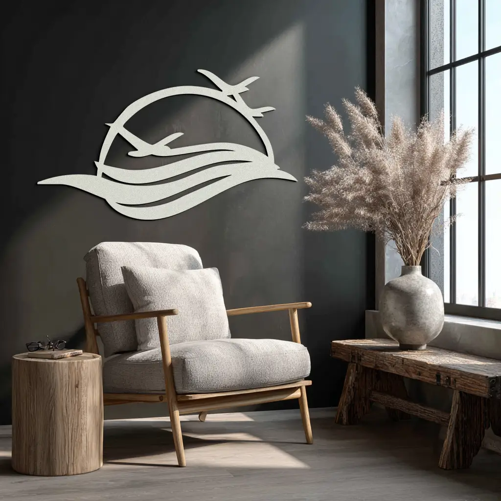 Flying Birds Over Sunset Metal Wall Art – Modern Nature-Inspired Silhouette Decor - KAF644 by Enova Art