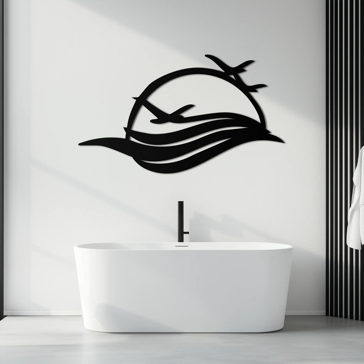 Flying Birds Over Sunset Metal Wall Art – Modern Nature-Inspired Silhouette Decor - KAF644 by Enova Art