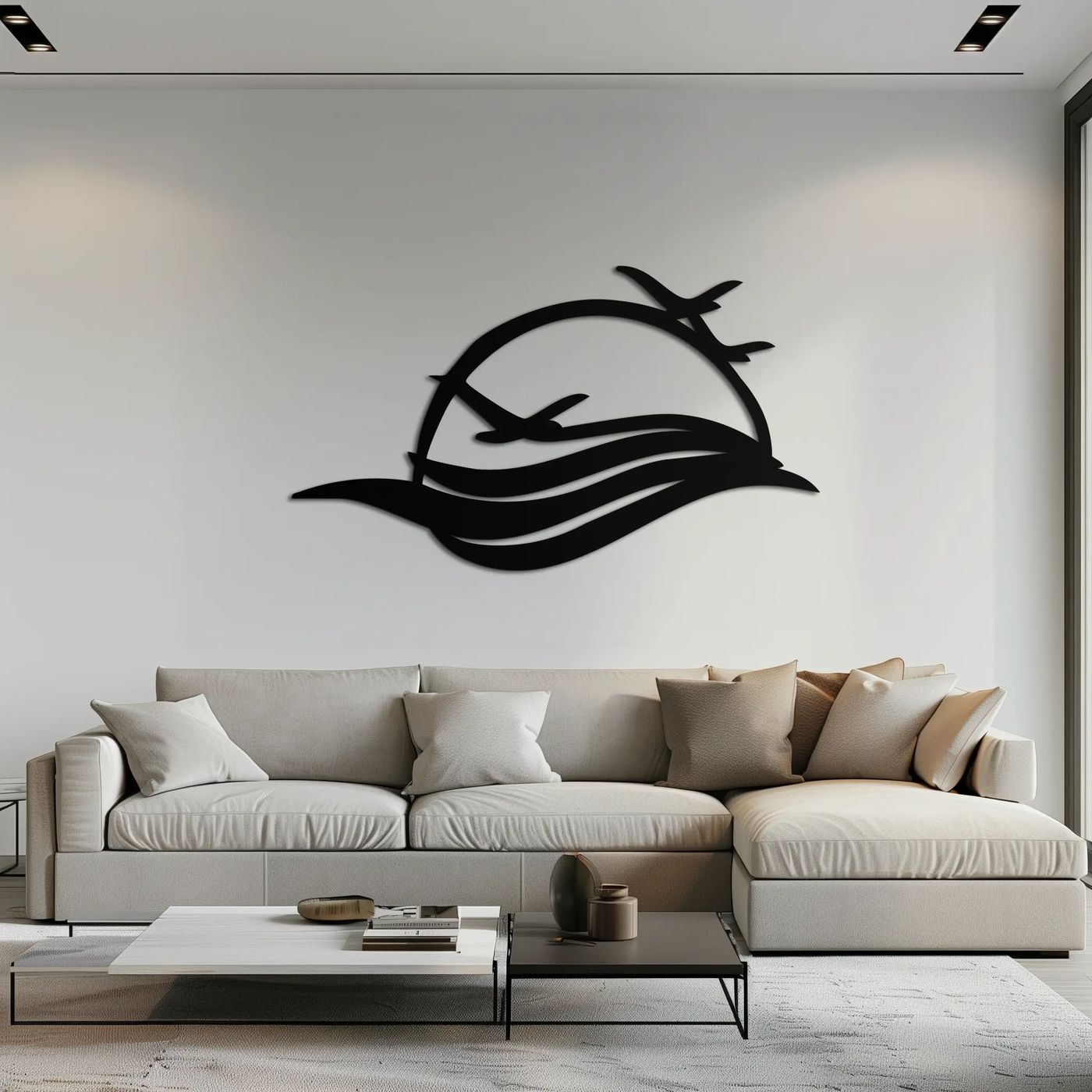 Flying Birds Over Sunset Metal Wall Art – Modern Nature-Inspired Silhouette Decor - KAF644 by Enova Art