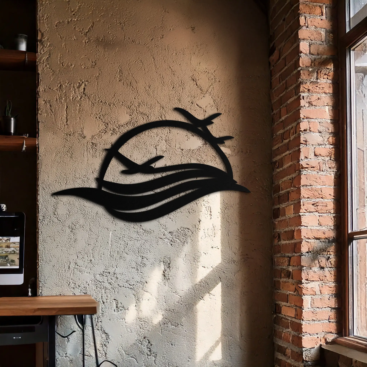 Flying Birds Over Sunset Metal Wall Art – Modern Nature-Inspired Silhouette Decor - KAF644 by Enova Art