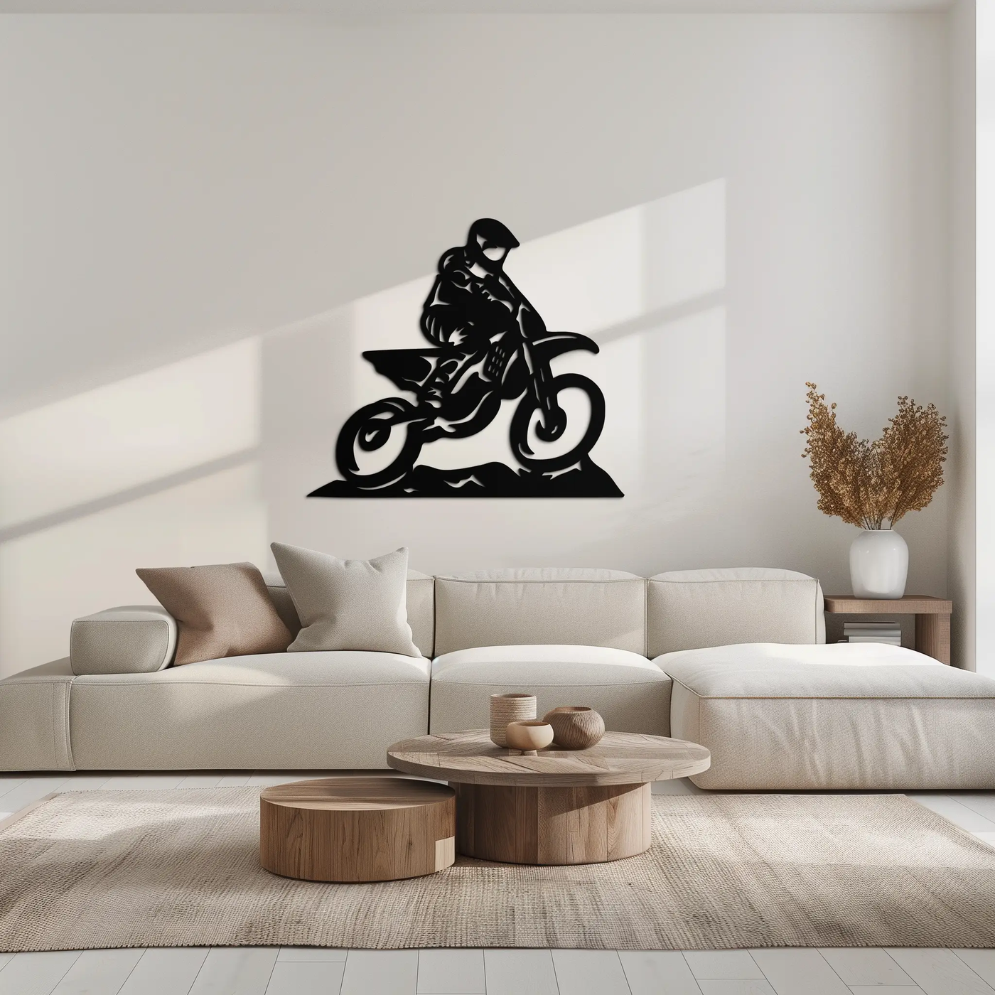Dynamic Motocross Rider Metal Wall Art – Off-Road Motorcycle Silhouette Decor - KAF645 by Enova Art