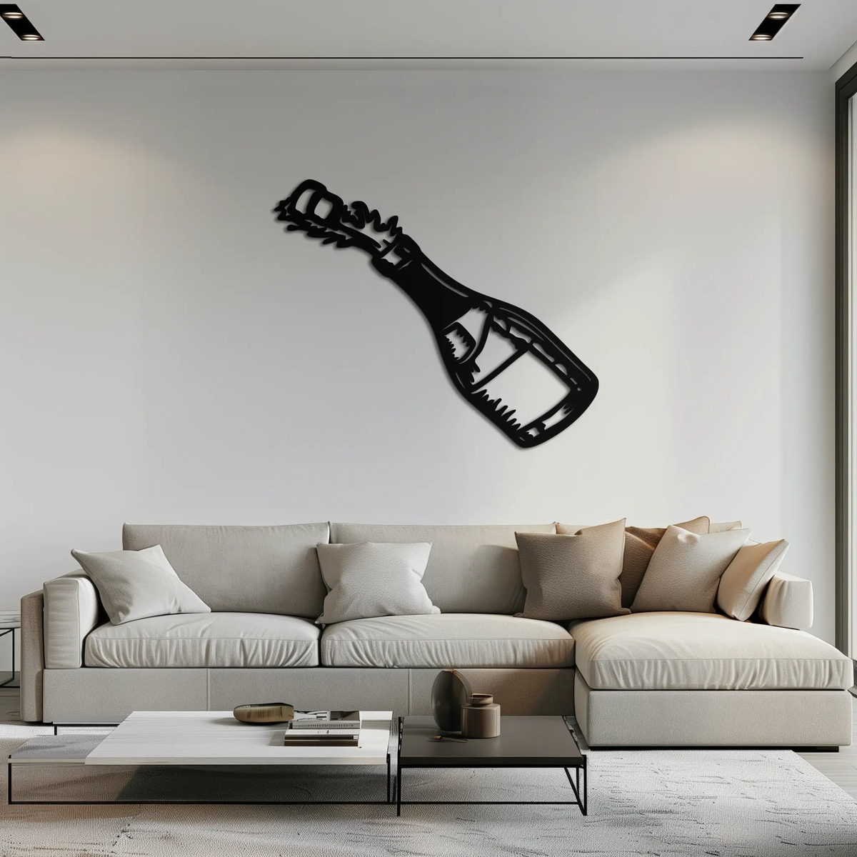 Champagne Bottle Explosion Metal Wall Art – Celebration-Themed Modern Decor for Bars and Kitchens- KAF646 by Enova Art