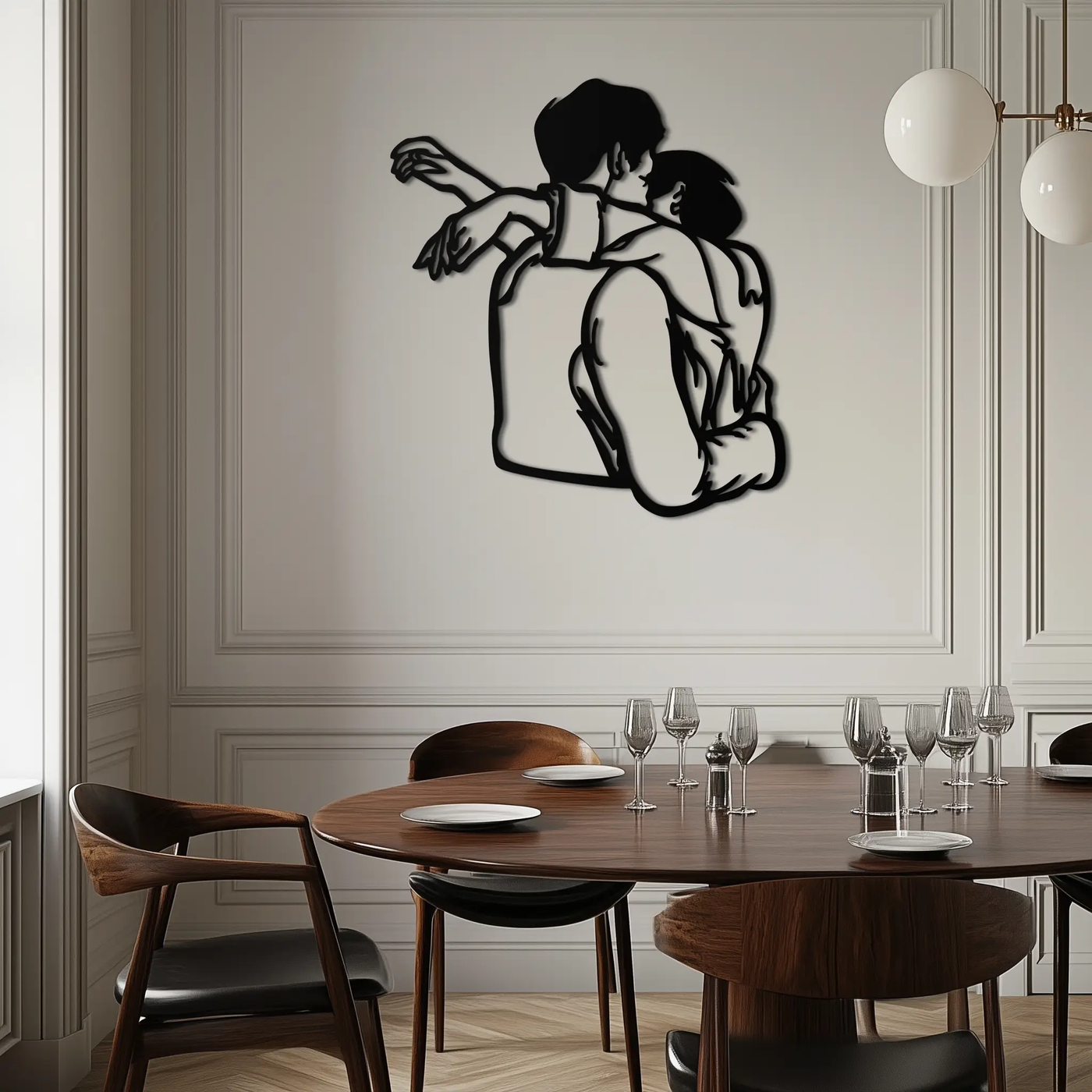 Embracing Couple Metal Wall Art – Romantic Silhouette for Modern Interiors- KAF647 by Enova Art