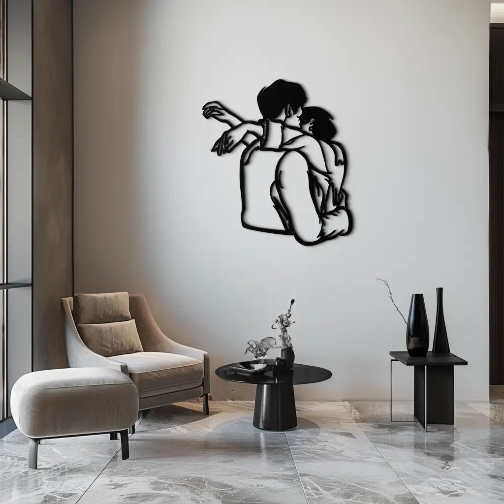 Embracing Couple Metal Wall Art – Romantic Silhouette for Modern Interiors- KAF647 by Enova Art