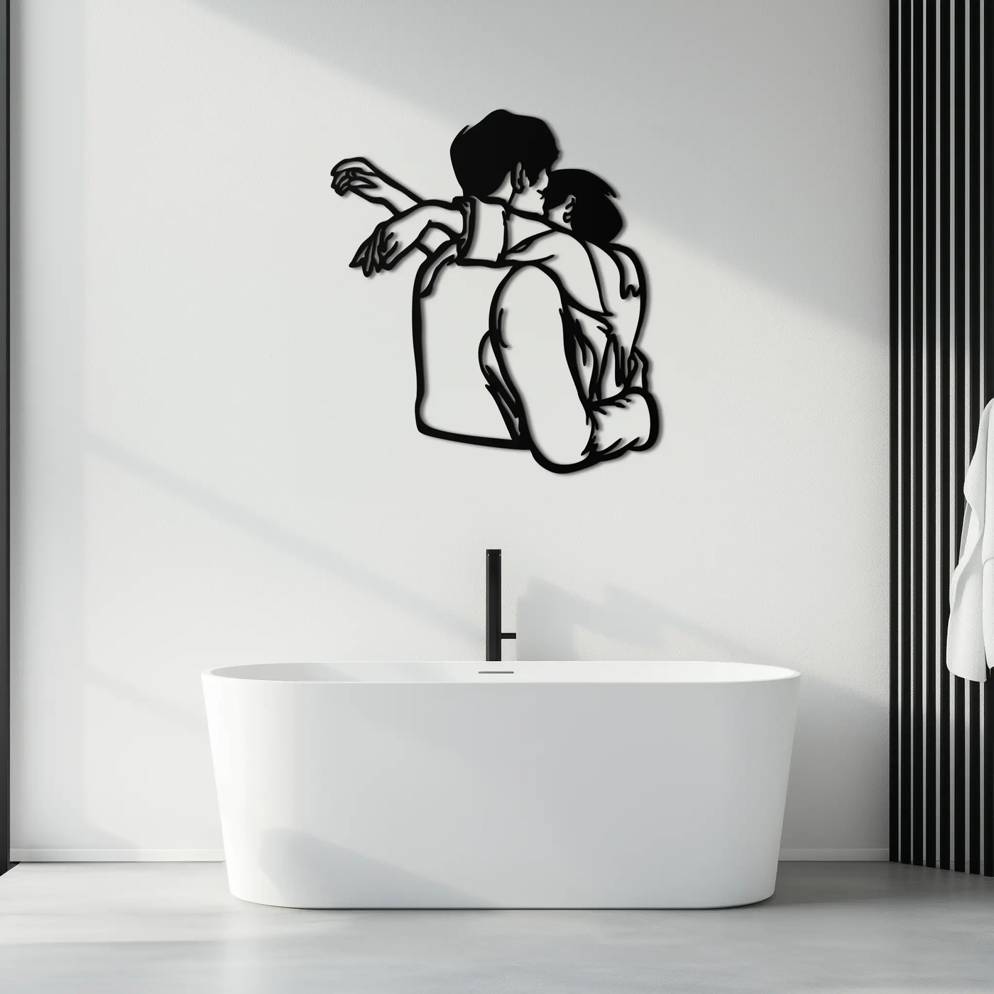 Embracing Couple Metal Wall Art – Romantic Silhouette for Modern Interiors- KAF647 by Enova Art
