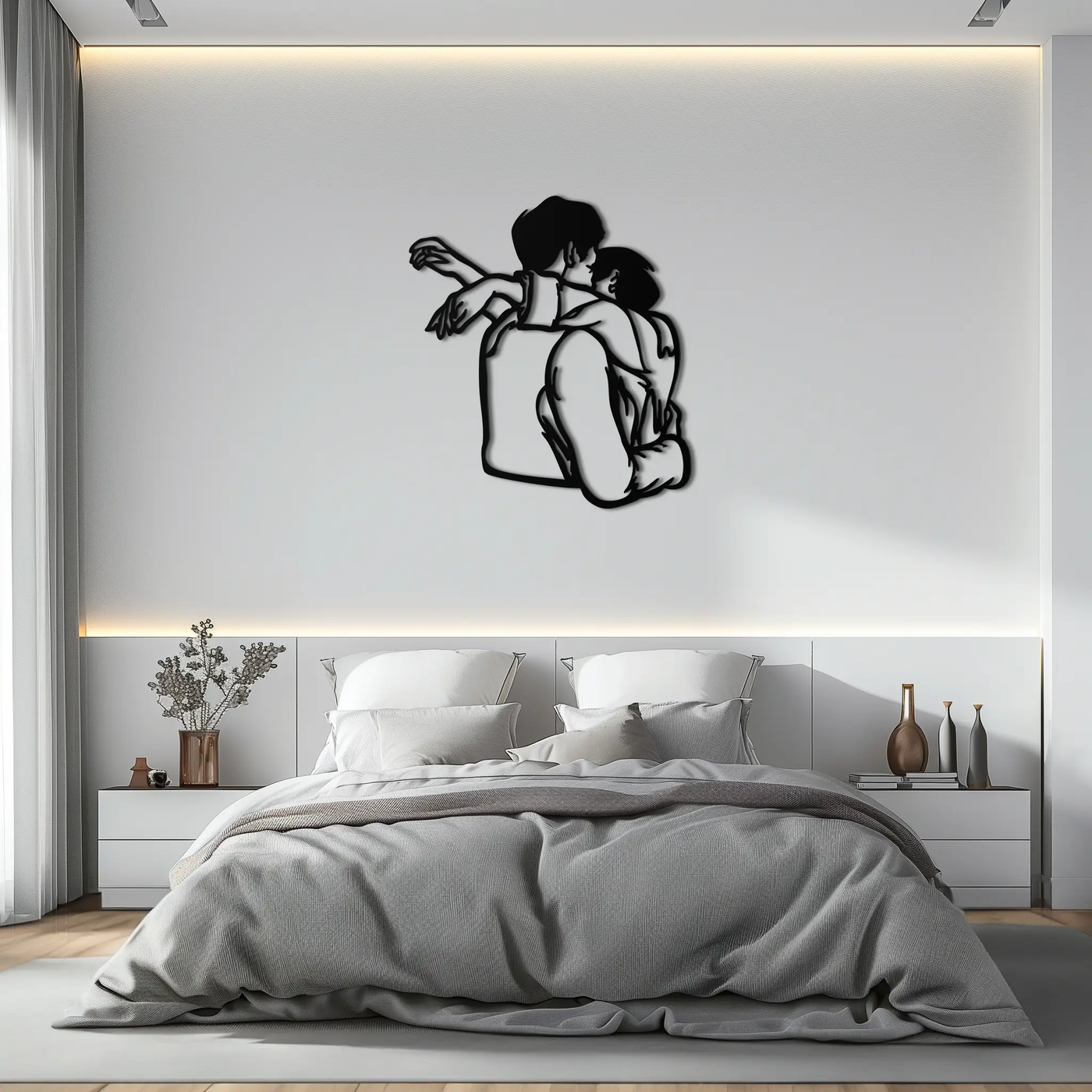 Embracing Couple Metal Wall Art – Romantic Silhouette for Modern Interiors- KAF647 by Enova Art