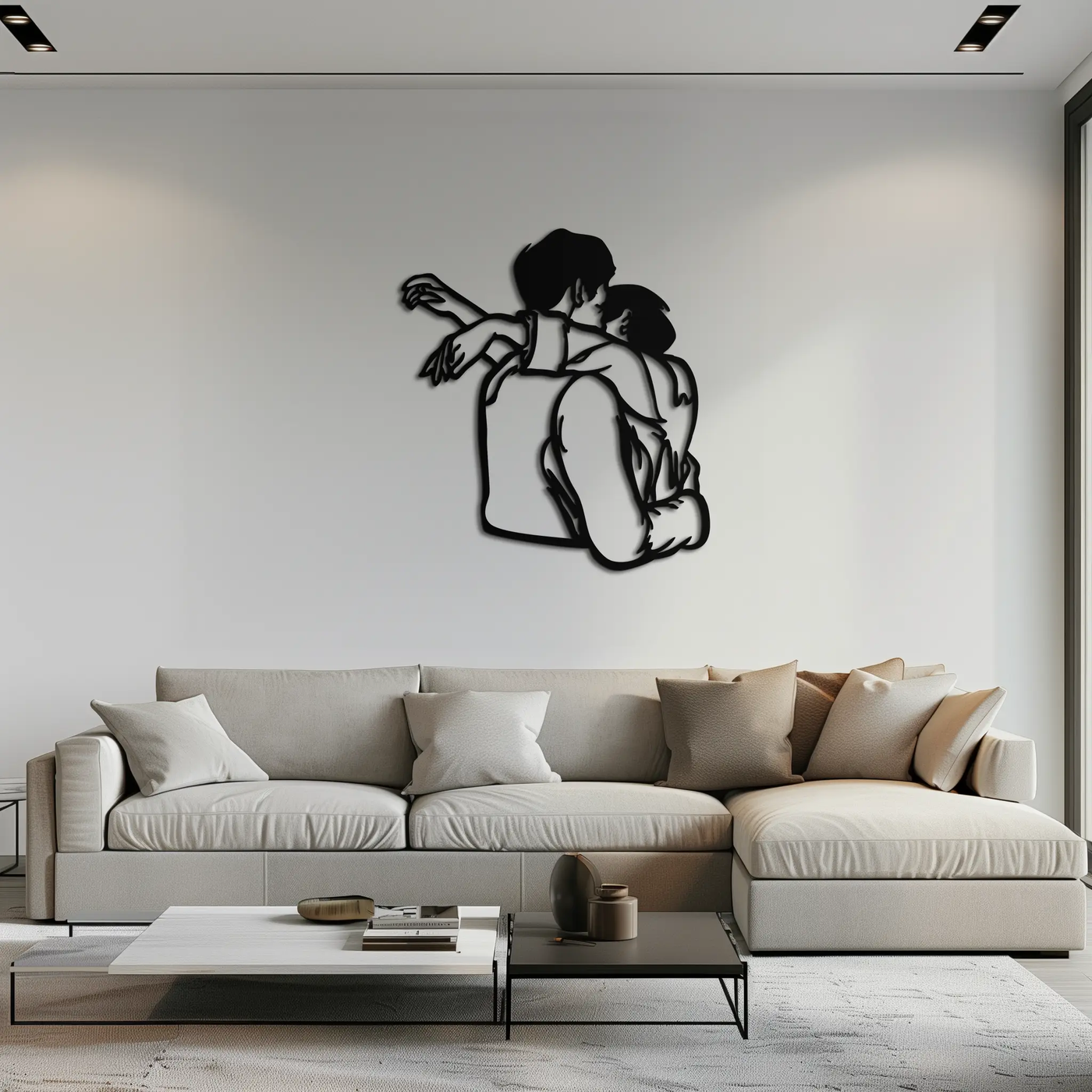 Embracing Couple Metal Wall Art – Romantic Silhouette for Modern Interiors- KAF647 by Enova Art