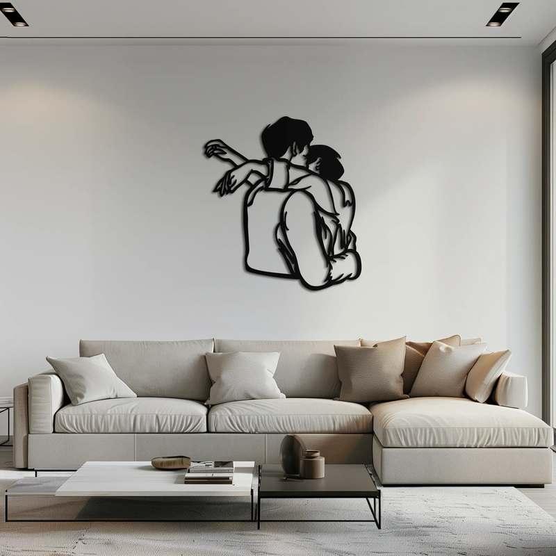 Embracing Couple Metal Wall Art – Romantic Silhouette for Modern Interiors- KAF647 by Enova Art