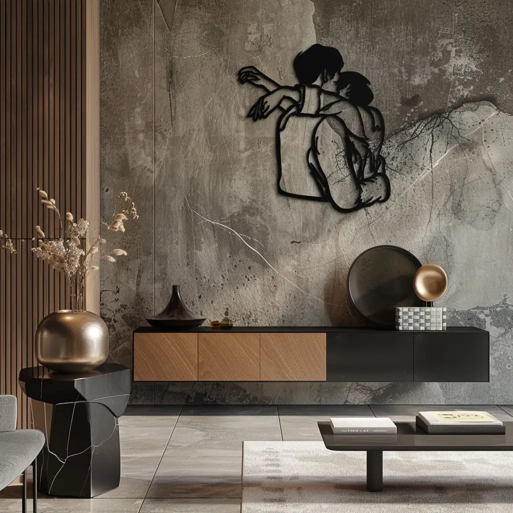 Embracing Couple Metal Wall Art – Romantic Silhouette for Modern Interiors- KAF647 by Enova Art